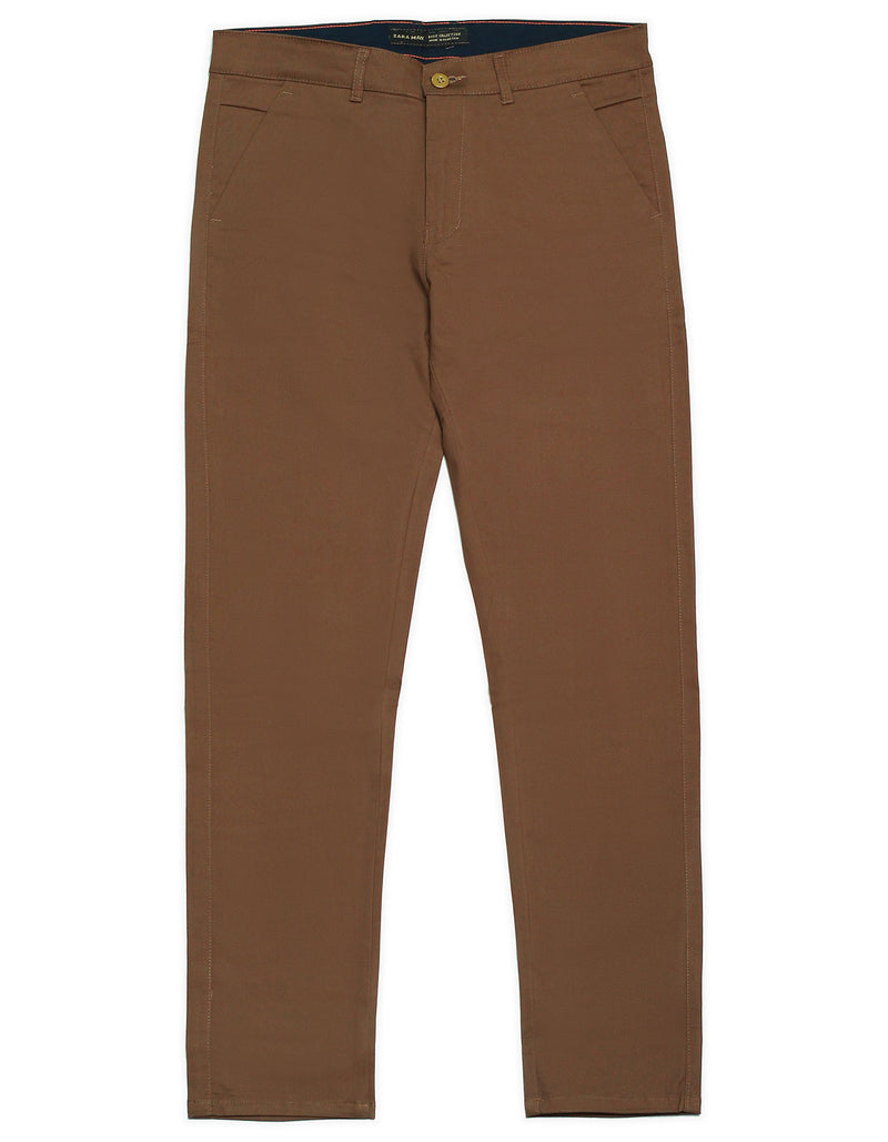 Brown Cotton Imported Stuff Pant (Z.a.r.a)