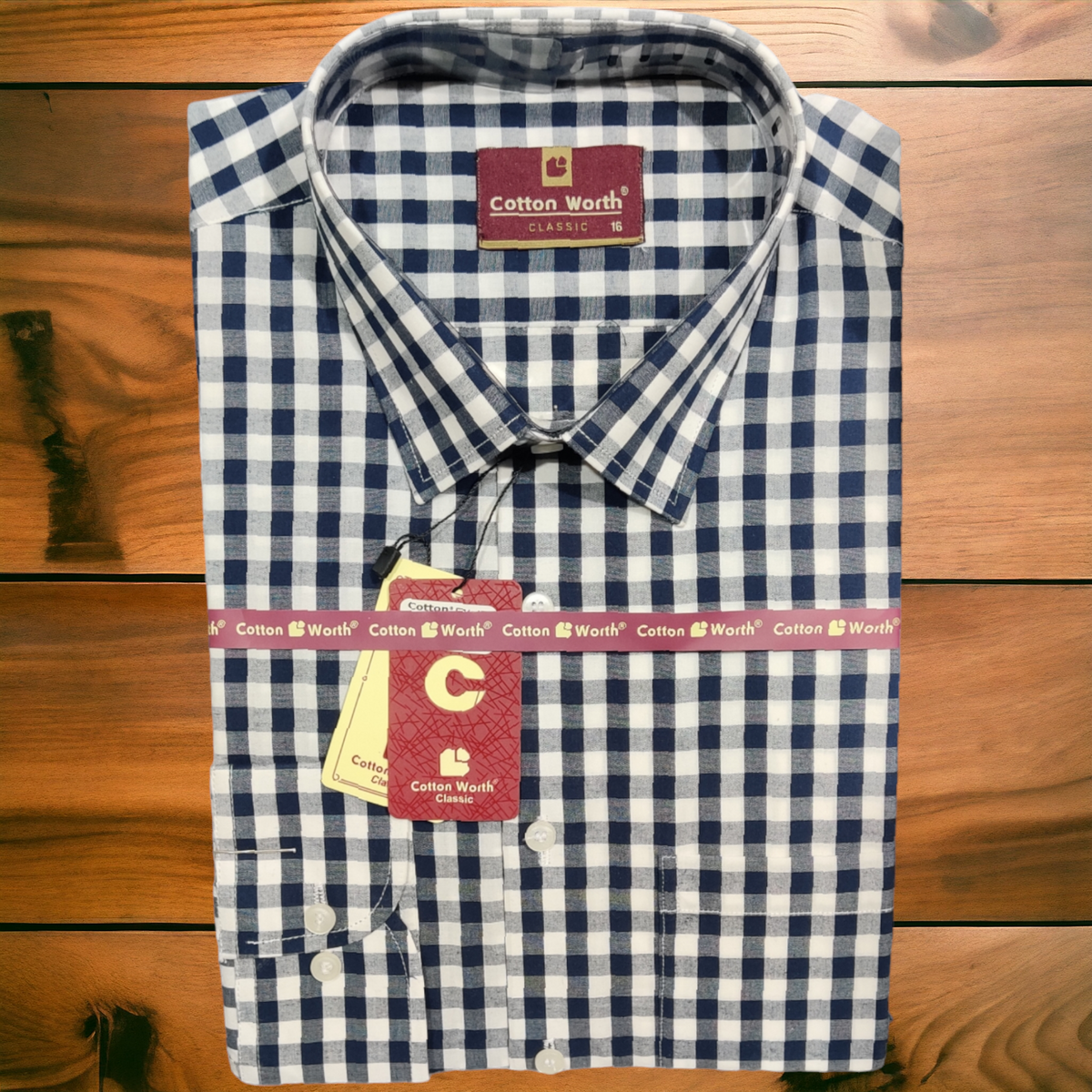 Formal Blue Check Shirt Premium